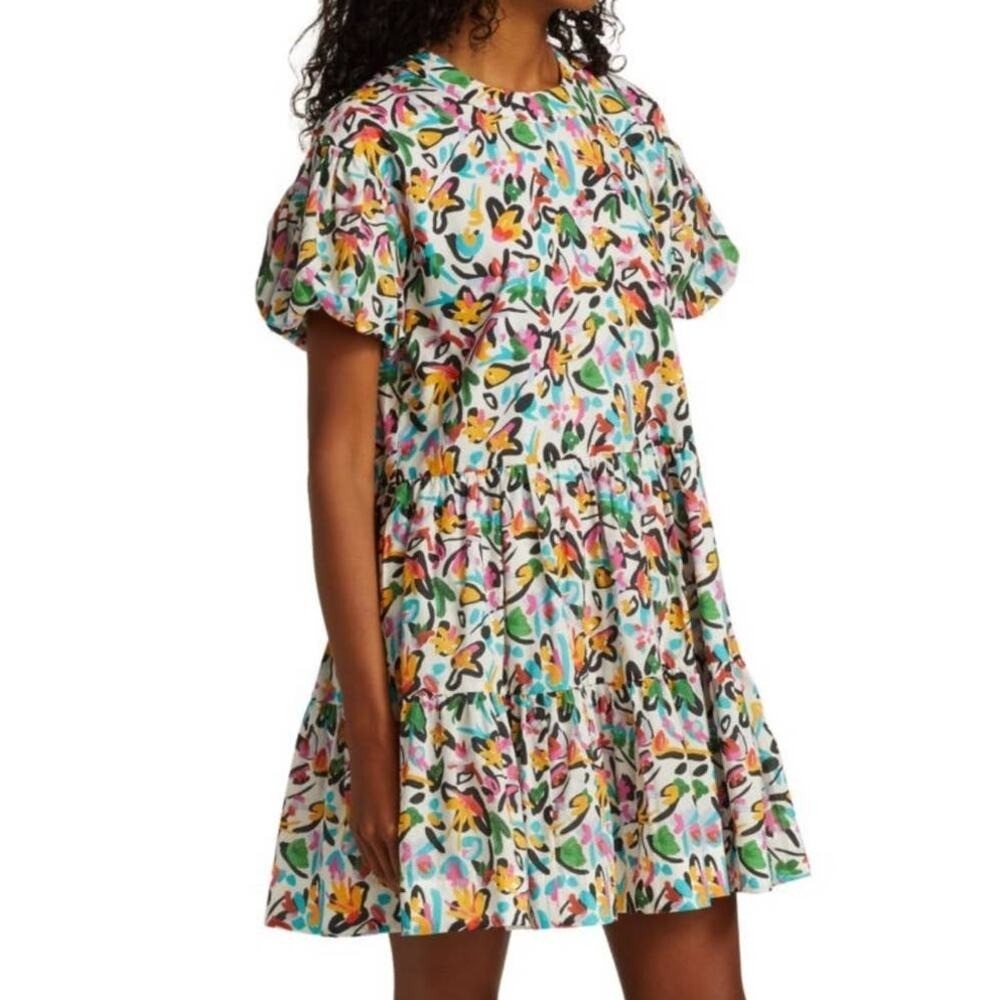 Cinq‎ à Sept Tous Les Jours Floral Tiered Mini Dress - Puff Sleeve - Size 2
